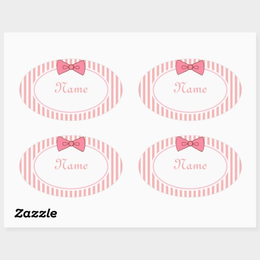 Pink Bow Name Stickers (Vel)