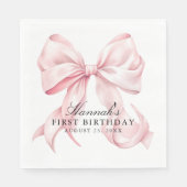 Pink Bow Napkins, Coquette Bow Cocktail Napkin Servet (Voorkant)
