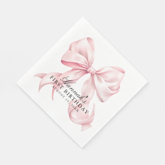 Pink Bow Napkins, Coquette Bow Cocktail Napkin Servet (Hoek)