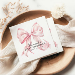 Pink Bow Napkins, Coquette Bow Cocktail Napkin Servet