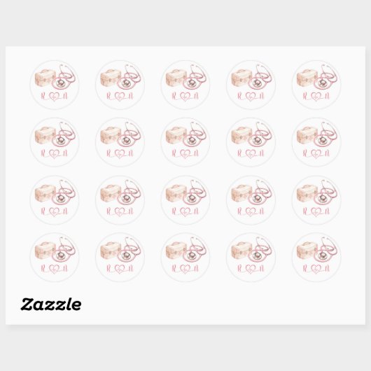 Pink Bow Nurse Hospital Afstuderen Cupcake Topper Ronde Sticker (Vel)