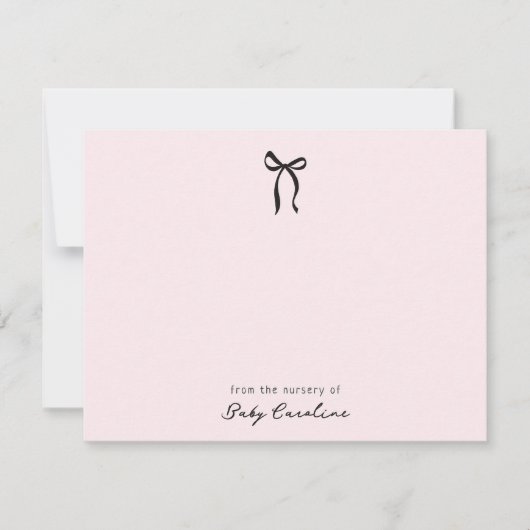 Pink Bow Nursery Note Card Kaart (Voorkant)