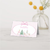 Pink Bow Nutcracker Christmas Birthday Food Tent Plaatskaartje (Achterkant)