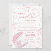 Pink Bow Ocean Little Pearl Girl Baby shower Kaart (Voorkant)