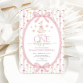 Pink Bow One Silly Goose Floral 1st Birthday Kaart