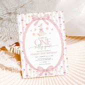 Pink Bow One Silly Goose Floral 1st Birthday Kaart