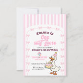 Pink Bow One Silly Goose Girl 1st Birthday Party (Voorkant)