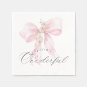 Pink Bow Onederful meisje 1e verjaardag Servet (Voorkant)