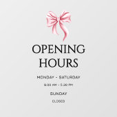 Pink Bow Opening Hours Small Business Raamsticker (Vel)