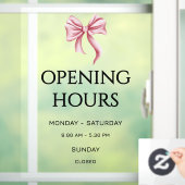 Pink Bow Opening Hours Small Business Raamsticker (Huis)