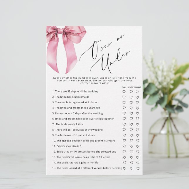 Pink Bow over of onder vrijgezellenfeest spel (Staand voorkant)