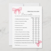 Pink Bow Over of onder vrijgezellenfeest spel Kaar Aankondiging (Voorkant)