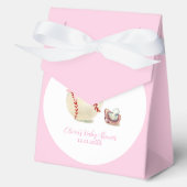 Pink Bow Pacifier Baseball Sport Girl Baby Shower Bedankdoosjes (Voorkant)