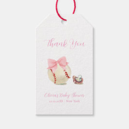 Pink Bow Pacifier Baseball Sport Girl Baby Shower Cadeaulabel