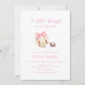 Pink Bow Pacifier Baseball Sport Girl Baby Shower Kaart (Voorkant)