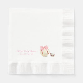 Pink Bow Pacifier Baseball Sport Girl Baby Shower Servet