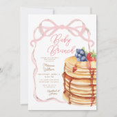 Pink Bow Pannenkoeken Baby shower Brunch Uitnodigi Kaart (Voorkant)