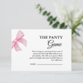 Pink Bow Panty Vrijgezellenfeest spel Informatiekaartje (Staand voorkant)