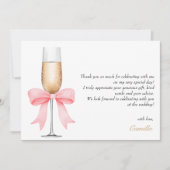 Pink Bow Parels & Prosecco Vrijgezellenfeest Dank  Kaart (Voorkant)