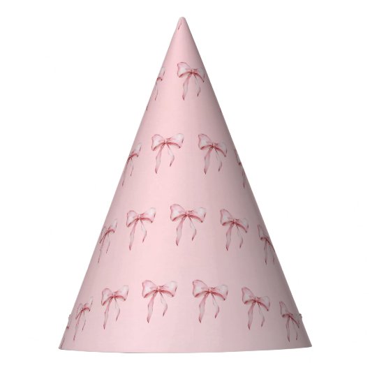 Pink Bow Pattern Birthday Party Hats Feesthoedjes (Voorkant)