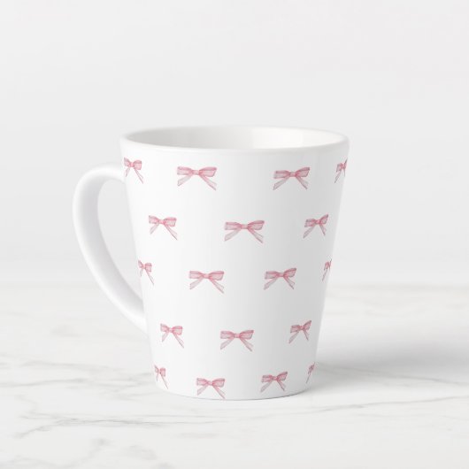 Pink Bow Pattern Latte Mok (Linkerhoek)