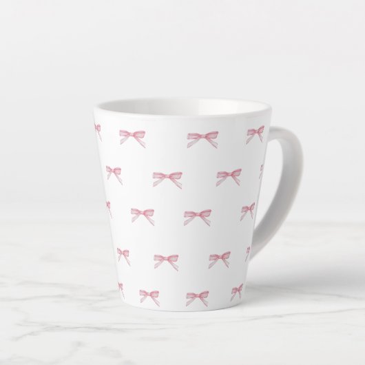 Pink Bow Pattern Latte Mok (Rechterhoek)