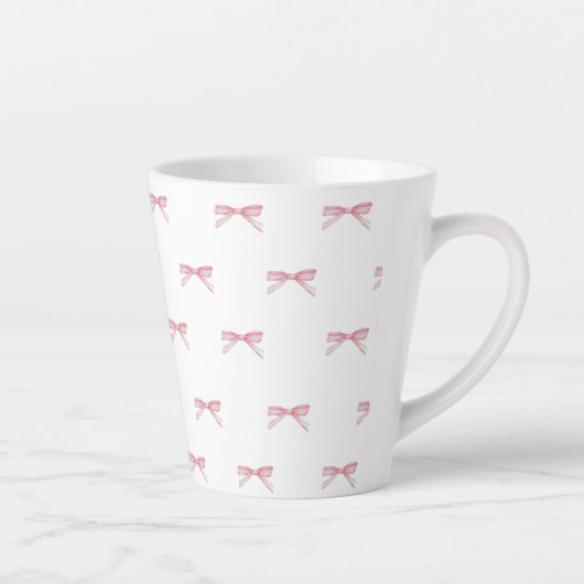 Pink Bow Pattern Latte Mok (Rechts)