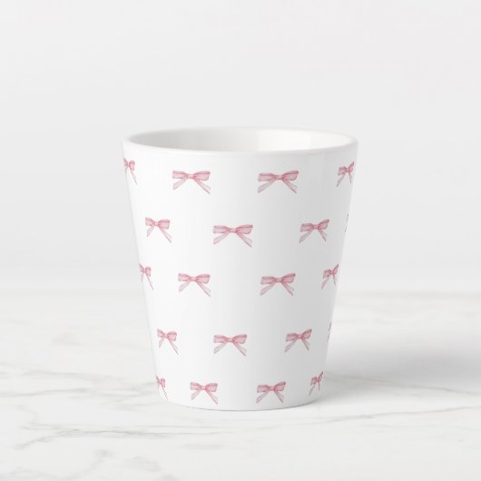 Pink Bow Pattern Latte Mok (Voorkant)
