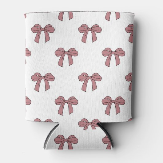 Pink Bow Pattern Pastel Modern Party Accessory Blikjeskoeler (Voorkant)