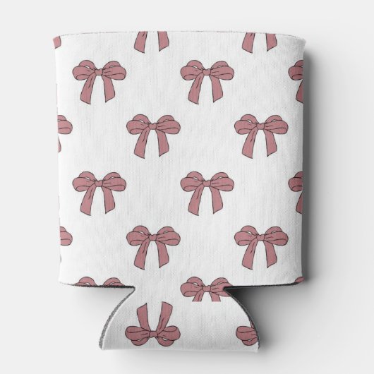 Pink Bow Pattern Pastel Modern Party Accessory Blikjeskoeler (Achterkant)