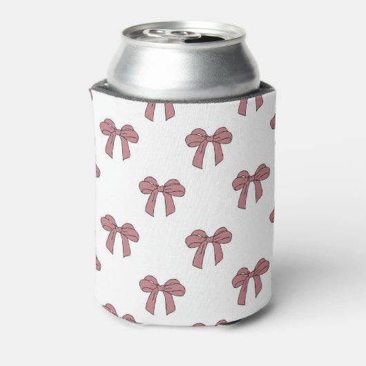 Pink Bow Pattern Pastel Modern Party Accessory Blikjeskoeler (Blikje Achterkant)