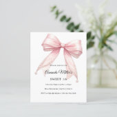 Pink bow pearls elegant Sweet 16 invitation (Staand voorkant)