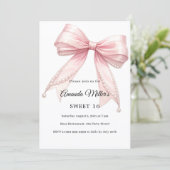 Pink bow pearls elegant Sweet 16 luxury Kaart (Staand voorkant)