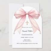 Pink bow pearls girl elegant Confirmation Arch Kaart (Voorkant)