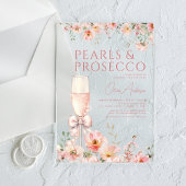 Pink Bow Pearls & Prosecco Vrijgezellenfeest Acryl Uitnodigingen