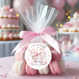 Pink Bow Pearls Quinceañera Bedankt Sticker