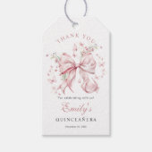 Pink Bow Pearls Quinceañera Bedankt voor je bijdra Cadeaulabel (Voorkant)