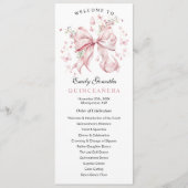 Pink Bow Pearls Quinceañera Evenementen Programmakaart (Voorkant)