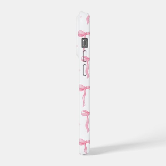 Pink Bow Phone Case – Chic Black & Blush Pattern iPhone Hoesje (Linkerkant)