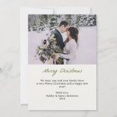 Pink Bow Photo Married and Bright Holiday Card Feestdagenkaart (Achterkant)