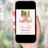 Pink bow photo Quinceanera welcome Poster