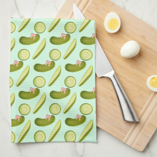 Pink Bow Pickles Theedoek (Quarter Fold)