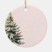 Pink Bow Pine Tree Baby's First Christmas Keramisch Ornament (Achterkant)