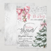 Pink Bow Pine Tree Balls its cold outside Kaart (Voorkant / Achterkant)