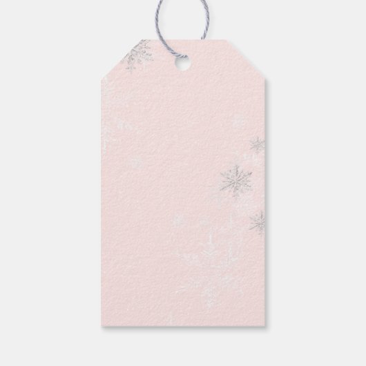 Pink Bow Pine Trees Winter Onederland 1st Birthday Cadeaulabel (Achterkant)