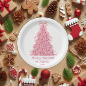 Pink Bow Pink Christmas Tree Papieren Bordje