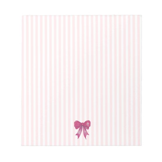 Pink Bow Pink Stripe Preppy Notitieblok (Voorkant)