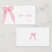 Pink Bow Place Card Ze is Tying the Knot Douche Plaatskaartje (Voorkant / Achterkant)