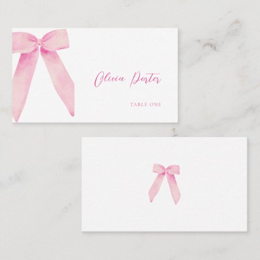 Pink Bow Place Card Ze is Tying the Knot Douche Plaatskaartje (Voorkant / Achterkant)
