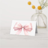 Pink Bow Place Cards Elegant Folded Plaatskaartje (Achterkant)
